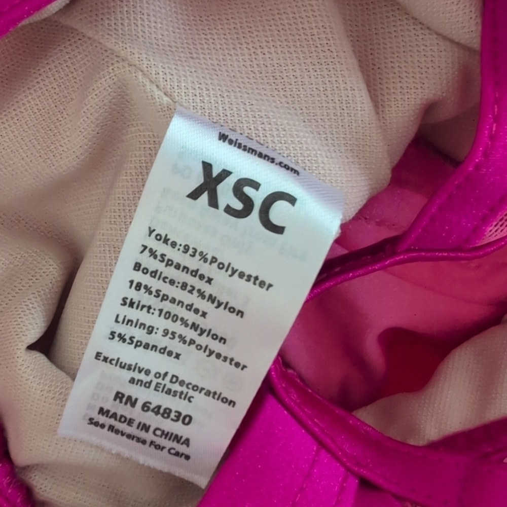 New Weissman Pink Sequin Dance Leotard Costume Ruffled Skirt Halter Top Sz XS - Picture 2 of 9